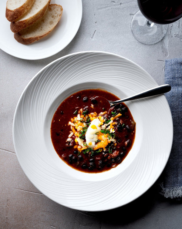 Smokehouse Chili - GALLON: Pint Cheddar Jack, 6oz Sour Cream + Whole Baguette